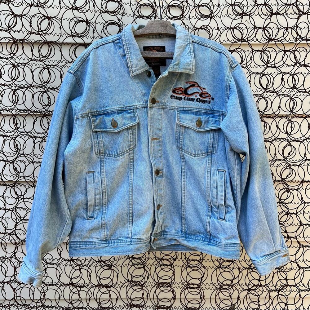 Vintage Orange County Choppers embroidered logo denim jean jacket XL